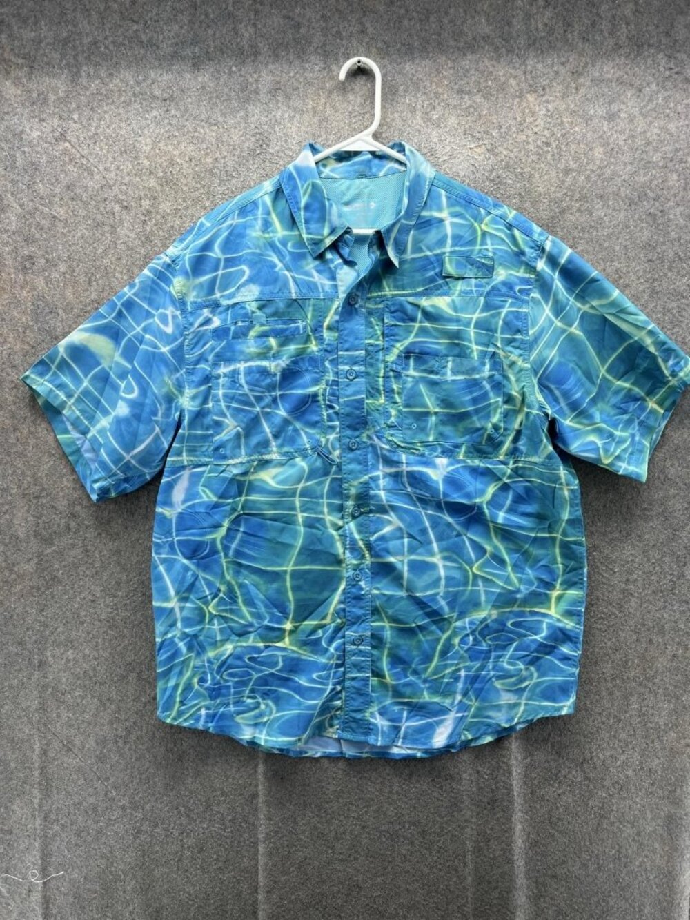 Reel Legends Shirt Mens Large Blue Short Sleeve Saltwater II Fishing Top